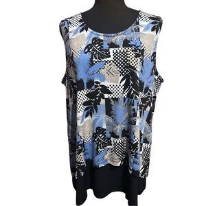 Christopher Banks Women’s Size L Layered Printed Tank Slip On Tunic Tank Blouse